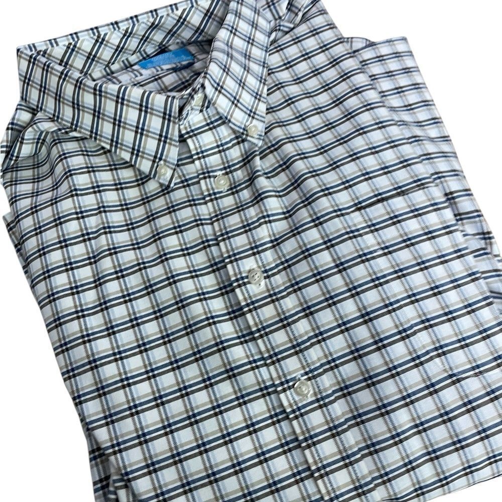 Stafford size 4XL coolmax Men's Blue and White Plaid Shirt like new